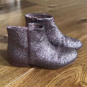 Zara Girls blush pink glitter booties